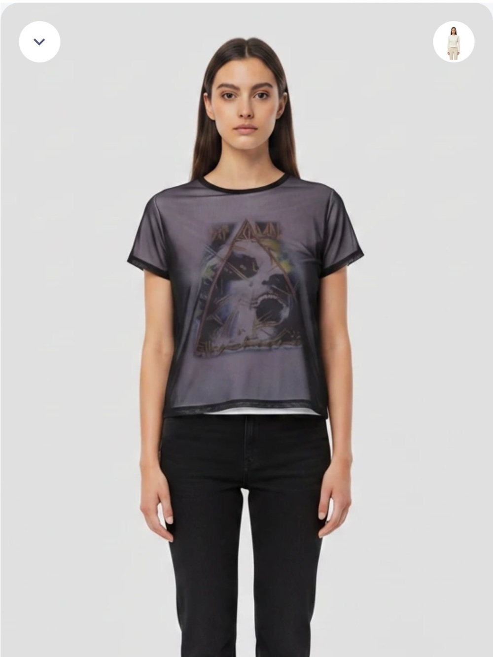 Def Leppard Sheer overlay Graphic Short-Sleeve Top - Black